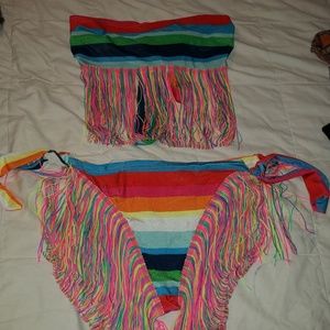 Fringed 2 piece bathing suit